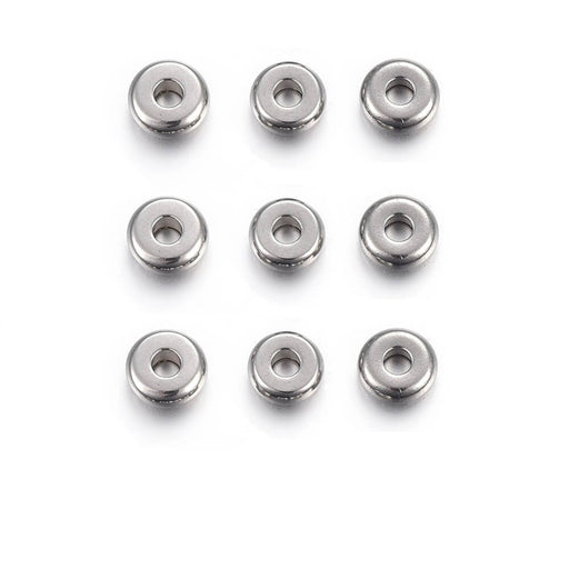 Achat Séparateurs Perles Rondelles Heishi en Acier Inoxydable 3,8x1mm (10)