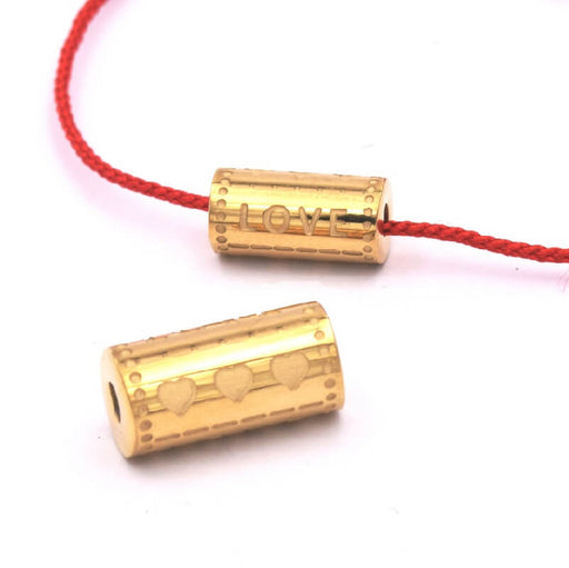 Kaufen Sie Perlen in der Schweiz Tube ZylinderPerlen - Love Edelstahl Gold 11x6mm - Loch: 1.5mm (1)