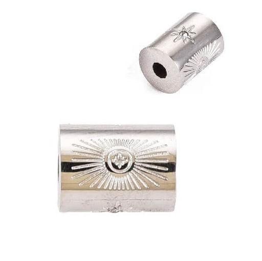 Kaufen Sie Perlen in der Schweiz Zylinderrohr Ethnic Bead Edelstahl 8.5x6mm - Loch: 1.5mm (1)