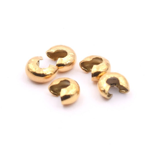 Kaufen Sie Perlen in der Schweiz Quetschperlenabdeckungen Gold Edelstahl 5.5x5mm (5)