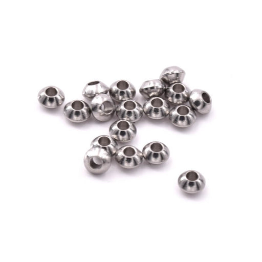 Perles Séparateurs Toupies Acier Inoxydable 4x2mm - Trou:1,2mm (10)