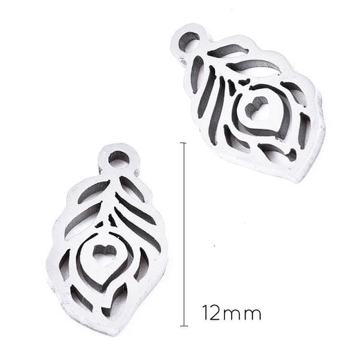 Kaufen Sie Perlen in der Schweiz Anhänger Charm Feder Medaille Edelstahl 12x6.5mm (2)