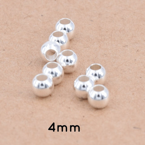 Perles Rondes en Acier Inoxydable Argenté - 4x3mm - Trou : 1.8mm (10)