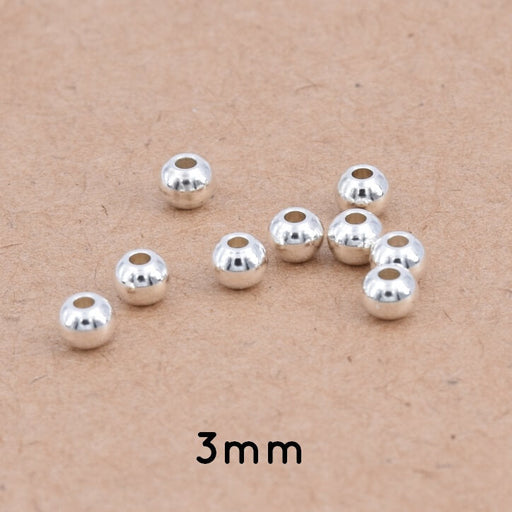 Achat Perles Rondes en Acier Inoxydable Argenté - 3x2mm - Trou : 1.2mm (20)
