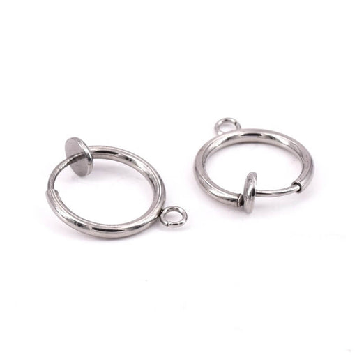 Boucles d'Oreilles Créole Clip avec Anneau Acier Inoxydable 13mm (2)