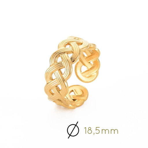 Achat Bague en Acier Inoxydable Doré Tresse Ouverte 8,5mm (1)