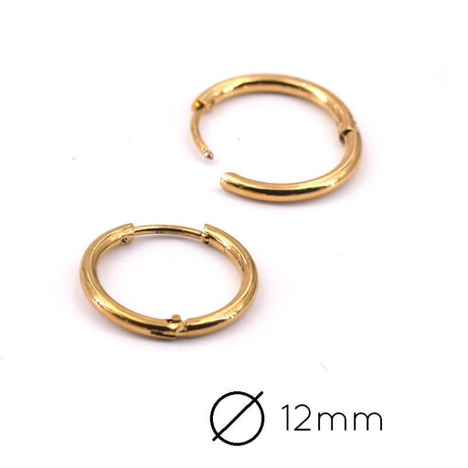 Boucles d'Oreilles Créole Huggie en Acier Doré - 15.5x1.6mm (2)