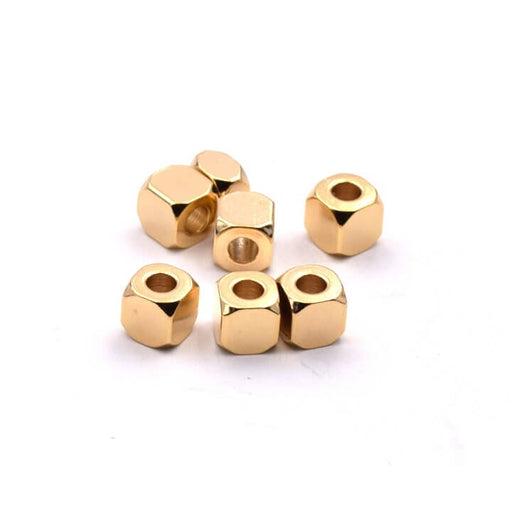 Kaufen Sie Perlen in der Schweiz Würfelperlen Edelstahl Gold 4x4x4mm (5)