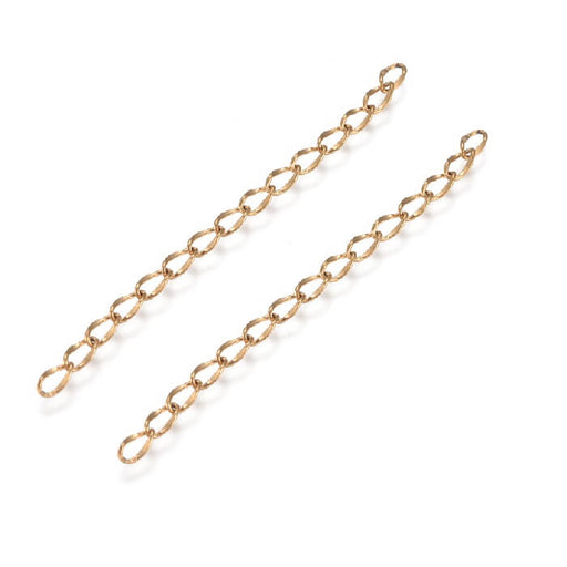 Chaines d'Extension en Acier Inoxydable Doré Maille Aplatie - 50x3mm (2)