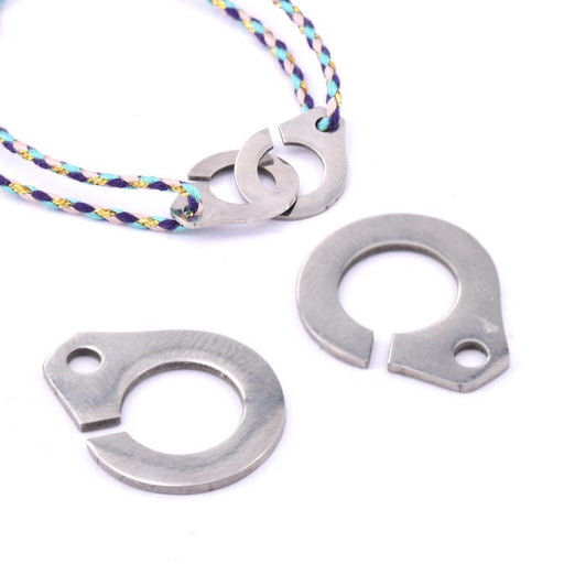 Achat Connecteur menottes fermoir acier inoxydable 19x15mm - Trou : 2mm (1)