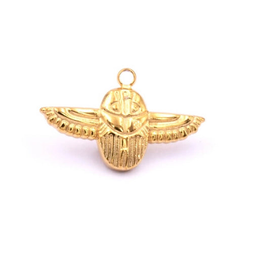 Pendentif scarabée volant acier inoxydable doré 20x10mm (1)