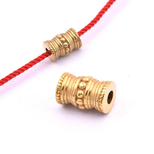 Kaufen Sie Perlen in der Schweiz Tube Bead Zylinder Ethno Edelstahl golden - 9.5x6mm (1)