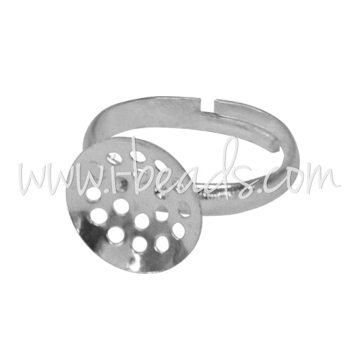 Achat Bague ajustable grille 12mm laiton finition argent (1)