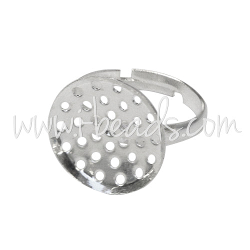 Achat Bague ajustable grille 16mm laiton finition argent (1)