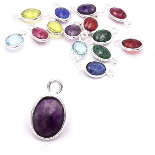 Pendentif Ovale Améthyste Serti Argent 925 - 9x7mm (1)