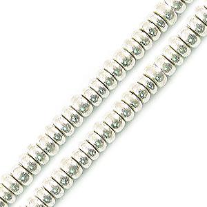 Perles pukalet heishi laiton métal Argenté sur fil 3x2mm (1)