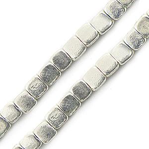 Perles carré laiton métal plaqué argent sur fil 3x5mm (1)