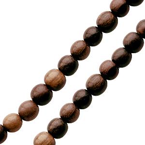 Perles rondes en bois d'ébene tigré sur fil 6 mm (1)