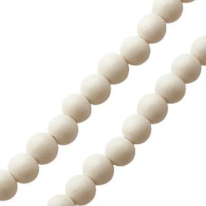 Perles rondes en bois blanc sur fil 6mm (1)