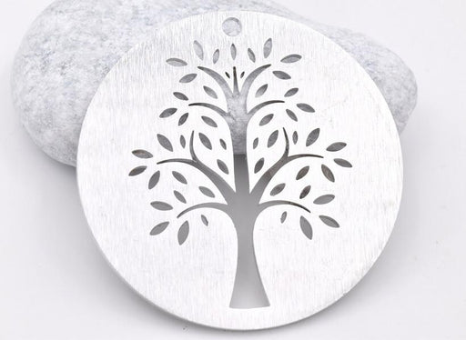 Kaufen Sie Perlen in der Schweiz Lebensbaum Anhänger rund Aluminium 5cm (1)