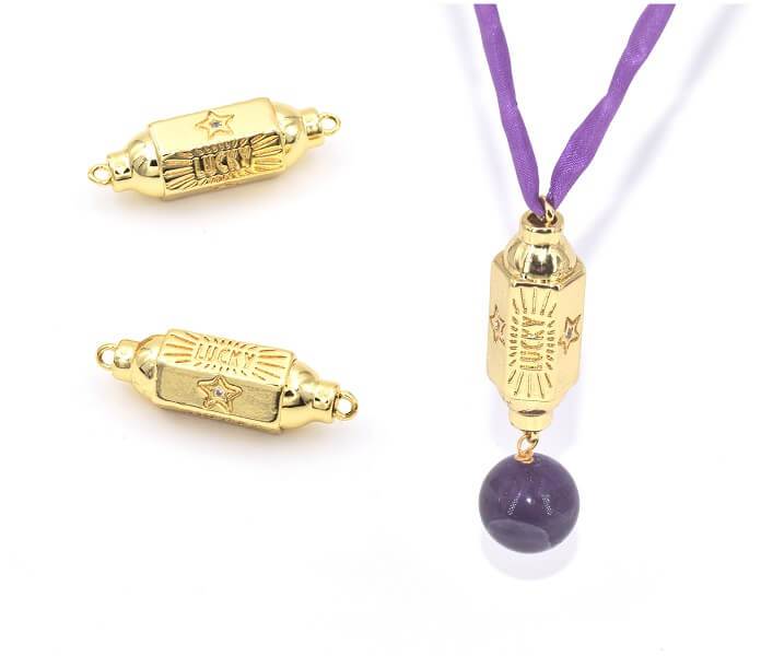 Stecker Zylinder Sechskant Gold Qualität 28mm - Glück und Zirkon (1)