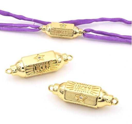 Kaufen Sie Perlen in der Schweiz Stecker Zylinder Sechskant Gold Qualität 28mm - Glück und Zirkon (1)