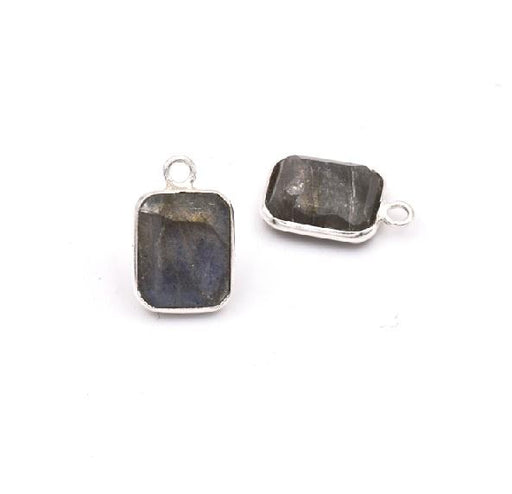 Achat Pendentif Rectangle Labradorite Sertis Argent 925 - 11x9mm (1)