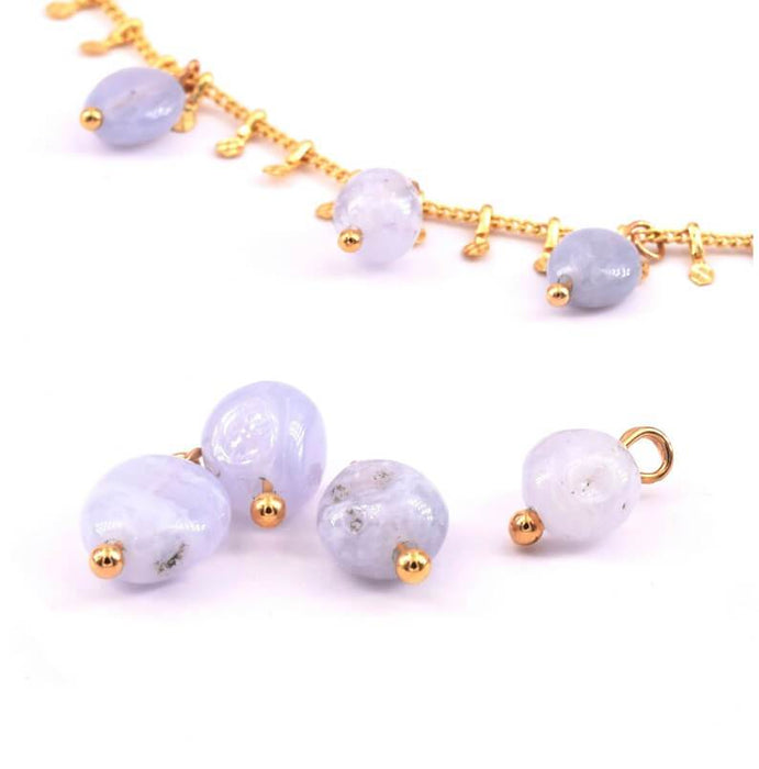 Nugget Beads Charms Lt blau Achat 5-10mm - Qualität vergoldet (4)