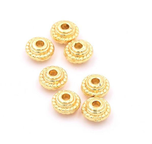 Achat Perles Rondelles Heishi Bicones Perlées Plaqué Doré Qualité 5x3mm, Trou: 1,1mm (10)