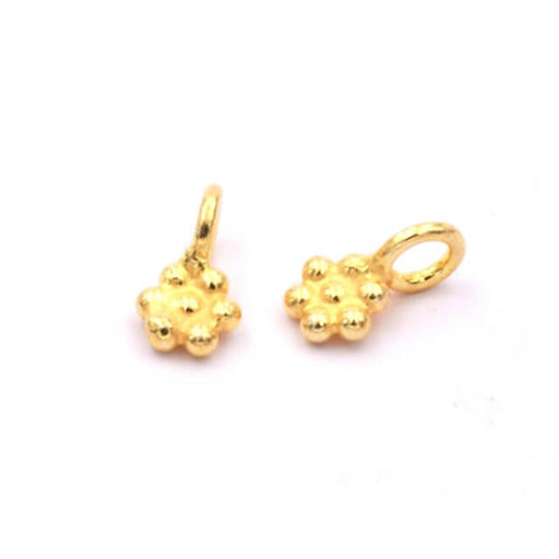 Mini-Perlen-Blumen-Charm aus vergoldetem Sterlingsilber - 5 mm (2)