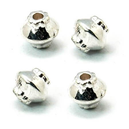 Heishi Perlen Doppelkegel Perlen Messing Silber 4x5mm, Bohrung: 1,1mm (20)
