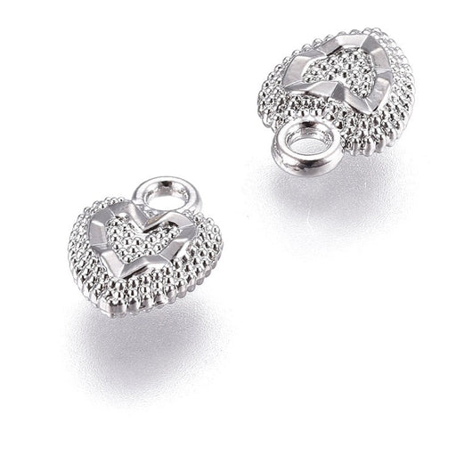 Kaufen Sie Perlen in der Schweiz Charm-Anhänger Ethnisches Herz Rhodium Messing 8mm (2)