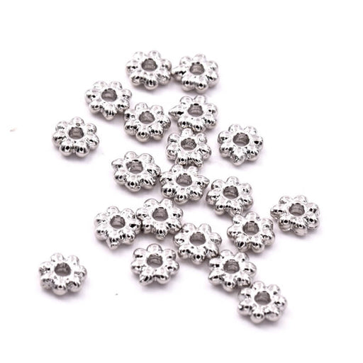 Perles Rondelles Heishi Fleur 5,5mm Plaqué Platine - Trou: 1,2mm (20)