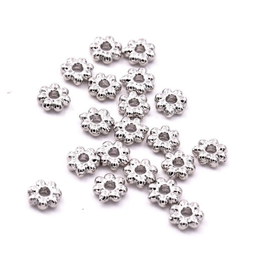 Achat Perles Rondelles Heishi Fleur 5,5mm Plaqué Platine - Trou: 1,2mm (20)