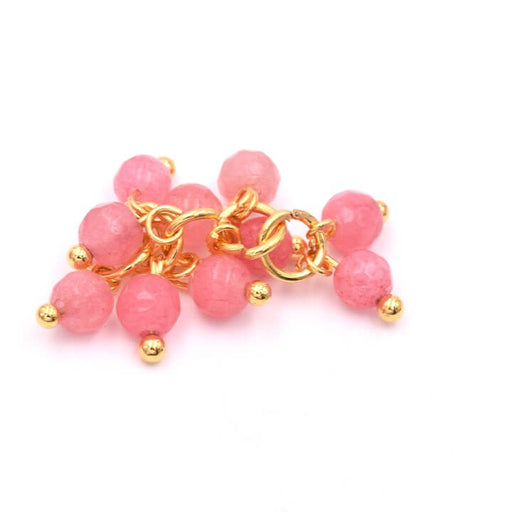Breloques Perles Jade Teinté Rose 4,5mm + Clou Doré à l'Or Fin (10)