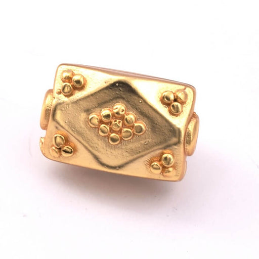 Perle Ethnique Perlée Laiton Doré Qualité Mat 14x8.5mm - Trou: 1.5mm (1)