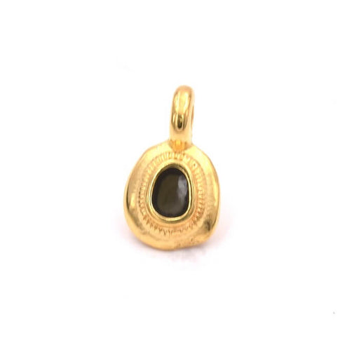 Kaufen Sie Perlen in der Schweiz Tropfen-Anhänger Golden Feingold Qualität Schwarze Emaille 7x6.5mm (1)