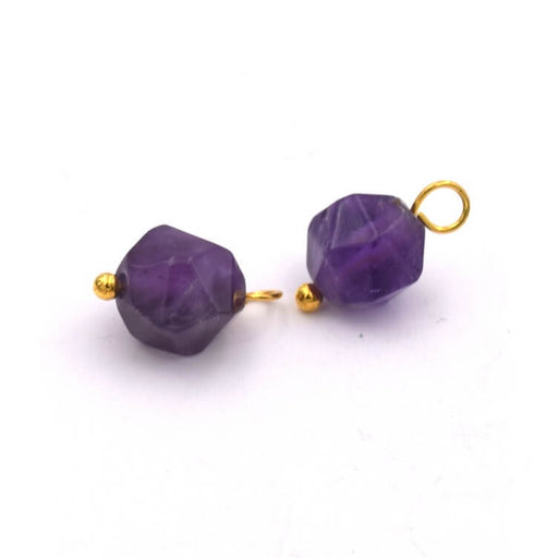 Kaufen Sie Perlen in der Schweiz Charms Polygon Amethyst Bead 8x9mm - Goldene Nadel (2)