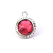 Pendentif Rond Facettes Tourmaline Rose Sertis Argent 925 - 11mm (1)
