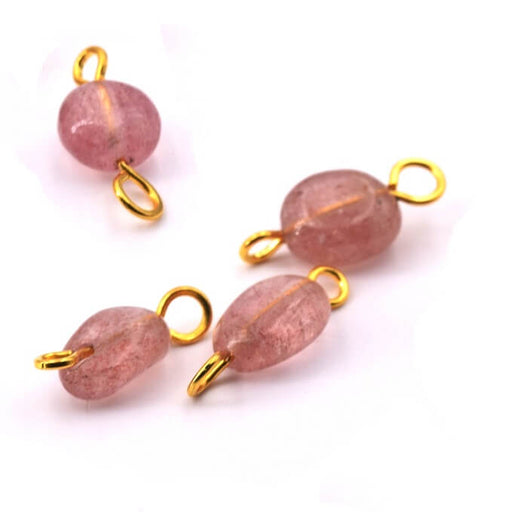 Kaufen Sie Perlen in der Schweiz Perlenverbinder Erdbeerquarz mit goldenem Messing - 11-8 mm (4)