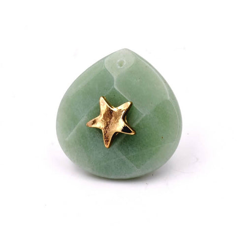 Achat Pendentif Goutte Facettes Aventurine Verte et étoile Doré 28x28x10mm (1)