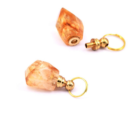 Pendentif à parfum flacon en citrine naturelle jaune 22-30x11-14mm (1)