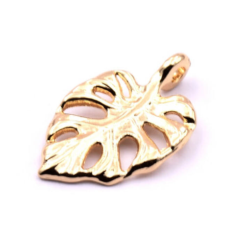 Kaufen Sie Perlen in der Schweiz Blattanhänger Philodendron montsera flash gold 20x13mm (1)