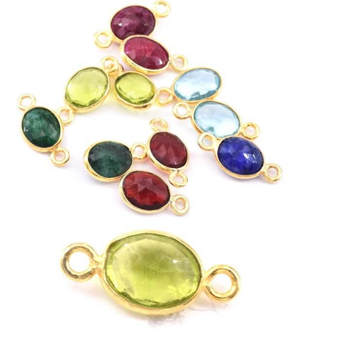 Oval Verbinder Peridot golden silber - 9x7mm (1)