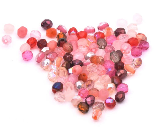 Achat Perles Facettes de Bohème teintes rosées Mix 3mm (4g)