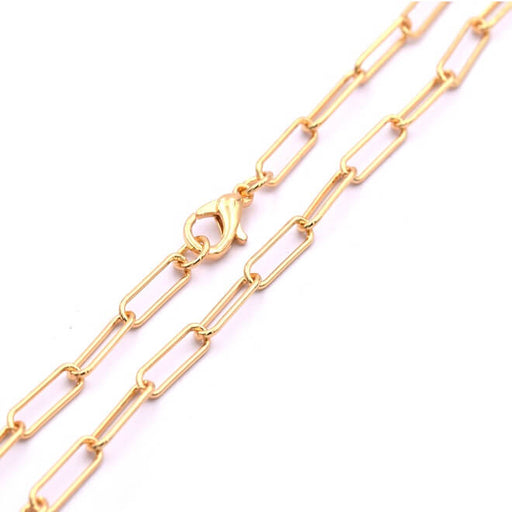 Achat Collier chaine trombone laiton doré qualité 12x3.5mm - 46cm (1)