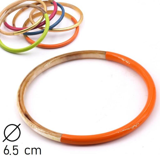 Kaufen Sie Perlen in der Schweiz Armreif aus Horn, lackiert in Tangelo-Orange - 65 mm - Dicke: 3 mm (1)