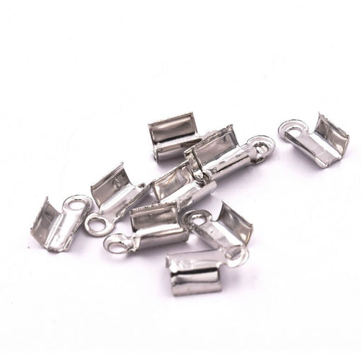 Embouts Pinces Lacet en Laiton Plaqué Rhodium 6x4mm (10)