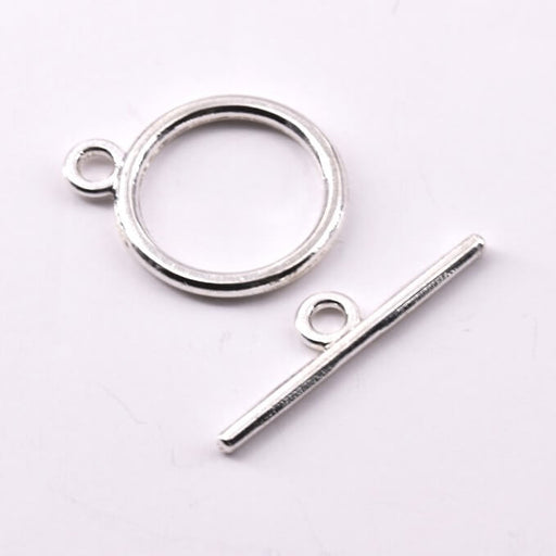 Kaufen Sie Perlen in der Schweiz Ring und Stab Verschluss Silberfarben 15mm (2)