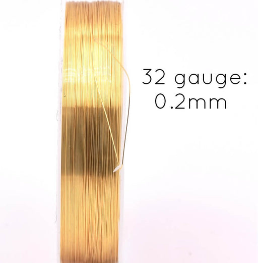 Fil Cable en Cuivre Doré Qualité 0.2mm - Bobine de 6.2m (Vendu par Bobine)